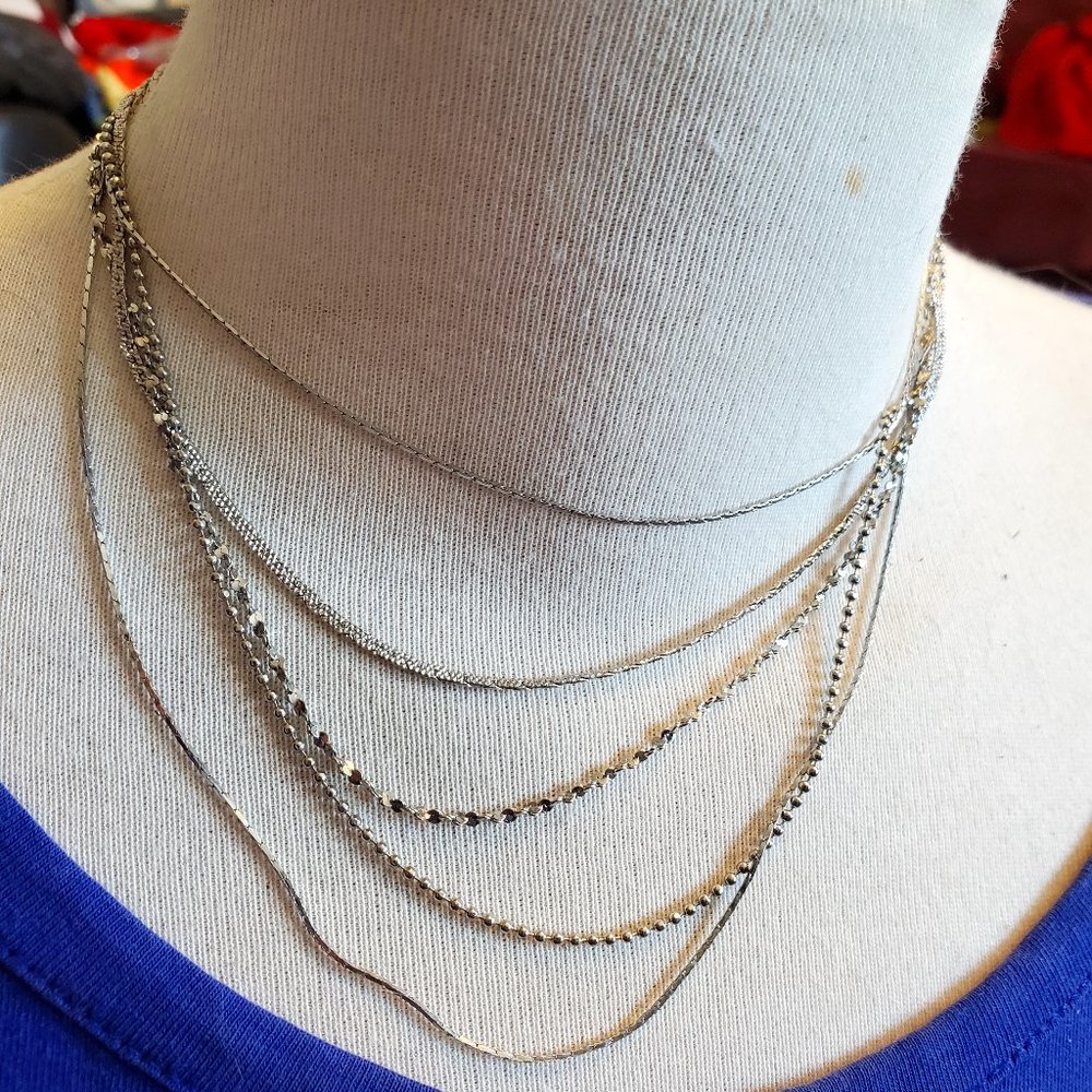 13" Silver Tone Layered Collar Style Necklace Dress Casual Fashion Women Design